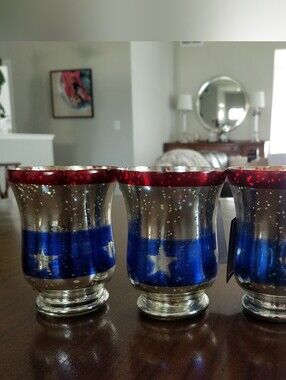 Mercury Glass Votive Set, Patriotic Stars